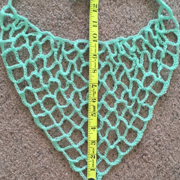 HAND CRAFTED Bandana Scarf Kerchief Crochet Mint Green - Picture 6 of 6
